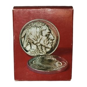 VINTAGE Avon 1913 Buffalo Nickel Decanter / Wild Country After Shave COLLECTOR